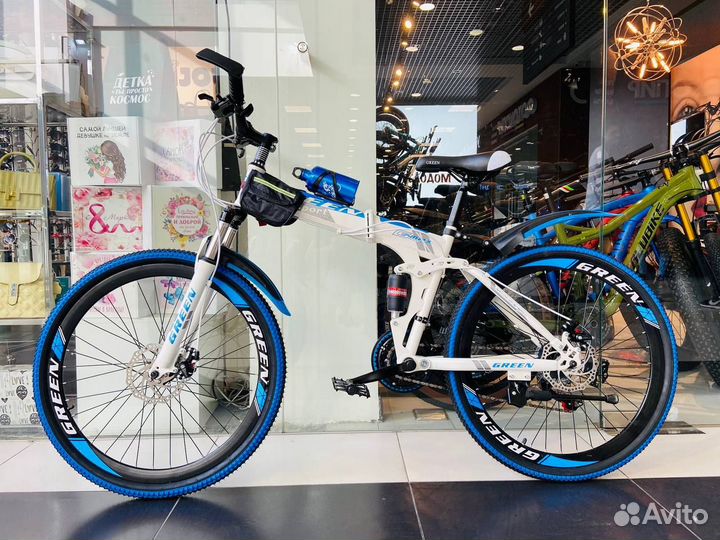 Премиум велосипед на спицах Green 26'' белый/синий