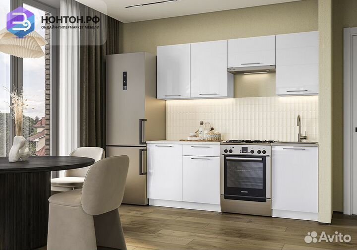 Кухня Олива 2.1 м белый глянец