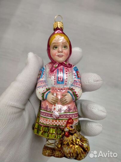 Ёлочная игрушка Бабушка с курочкой