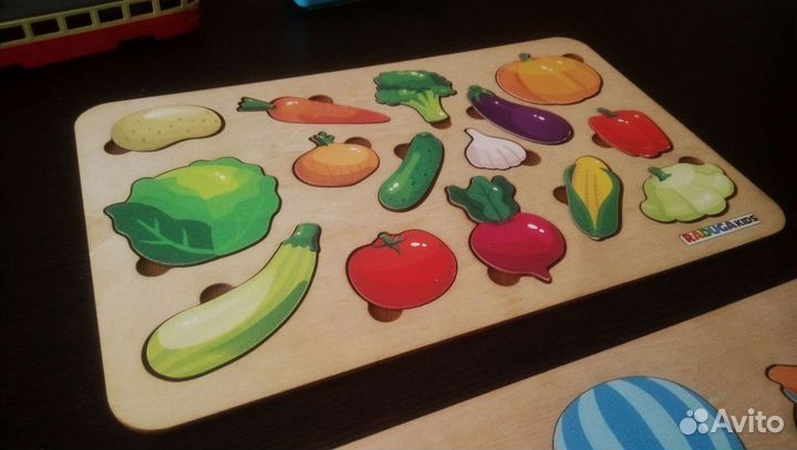 Рамка вкладыш овощи. Деревянные пазлы