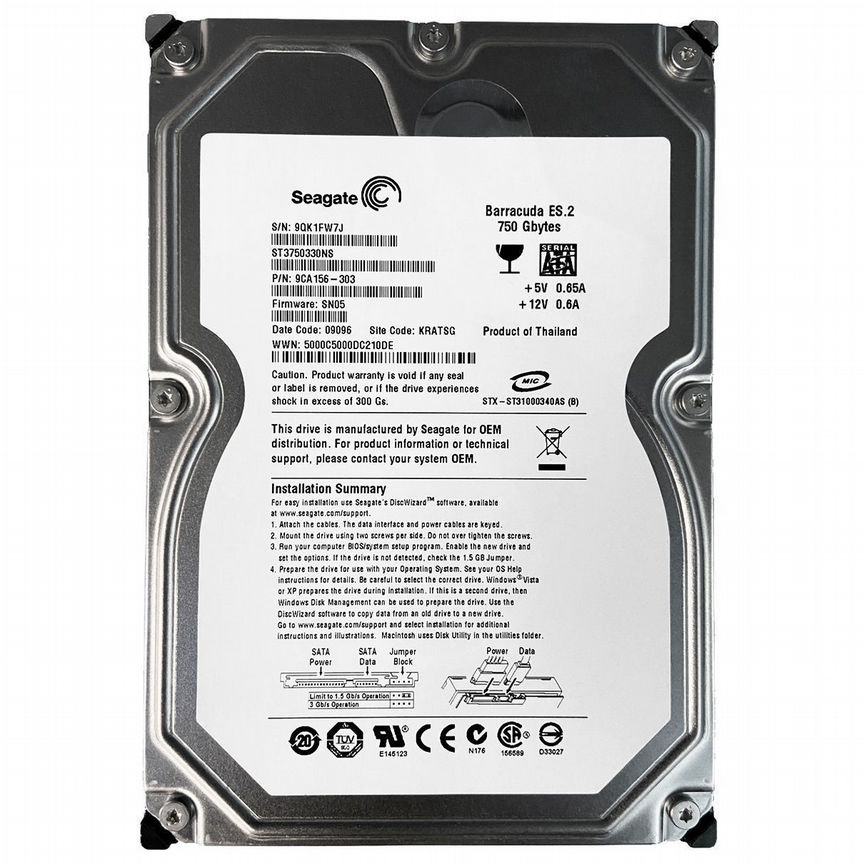 [ST3750330NS] Жесткий Диск Seagate 750gb Sata2 3.5 St3750330ns