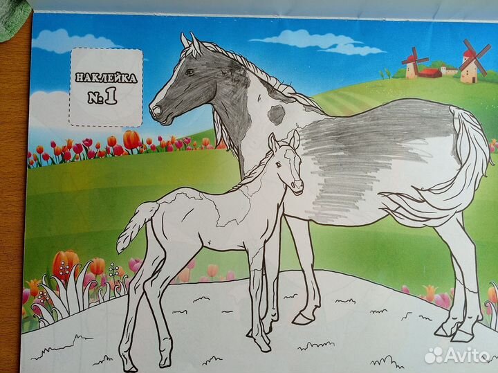 Раскраска с наклейками Лошади