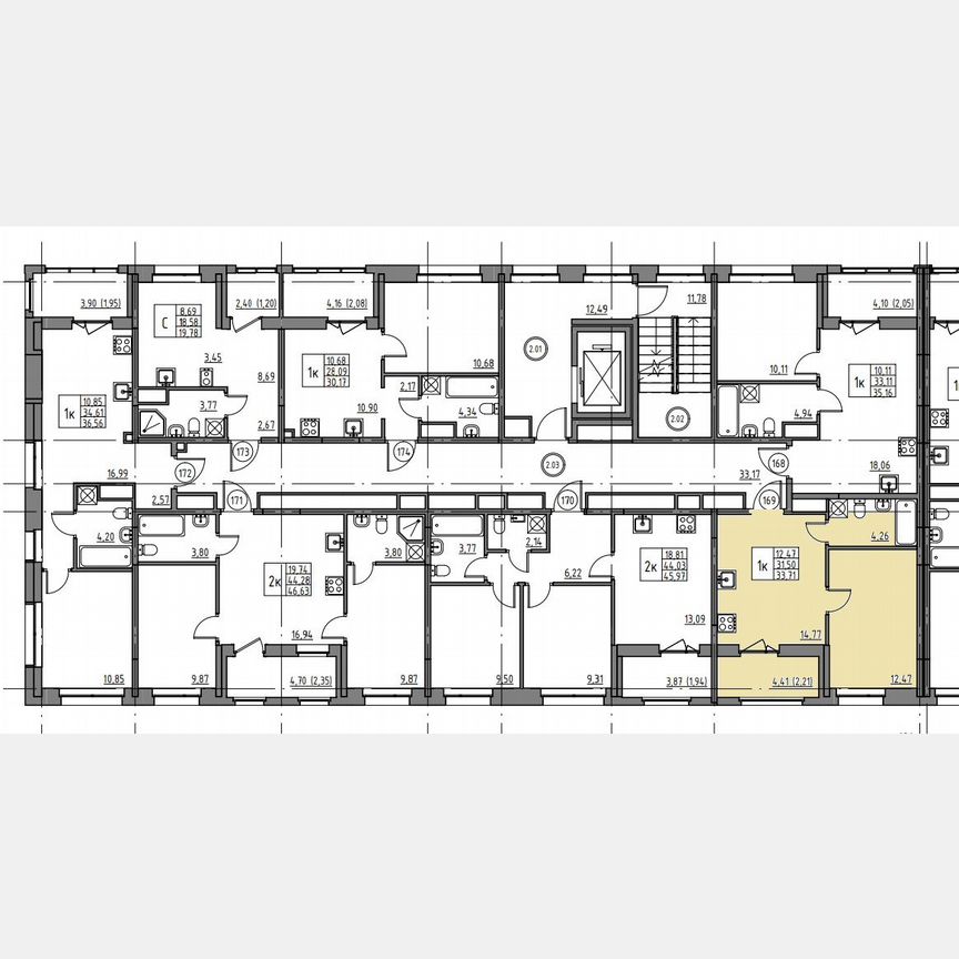 1-к. квартира, 33,7 м², 2/12 эт.