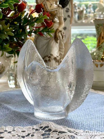 Подсвечник морозное стекло Винтаж