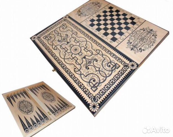 Игра 2 в 1 (шашки, нарды) большая Орнамент