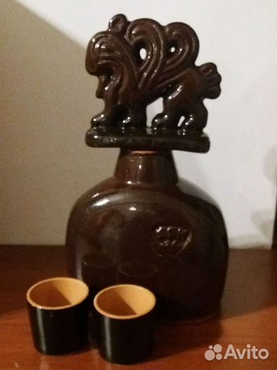 Керамический графин и 2 рюмки СССР