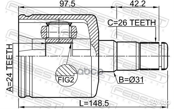 ШРУС внутренний перед лев 2711-S80atlh Febest