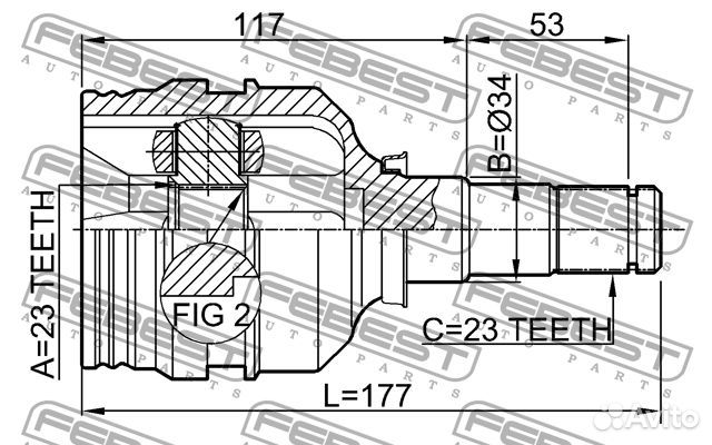 Febest 0111-ZZE120 ШРУС toyota corollaaltis 00- вн