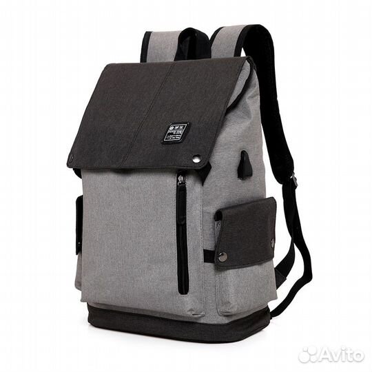 Рюкзак городской, для ноутбука, серый с черным