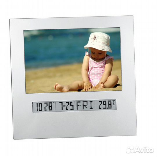 Фоторамка настольная с часами, календарем и термом