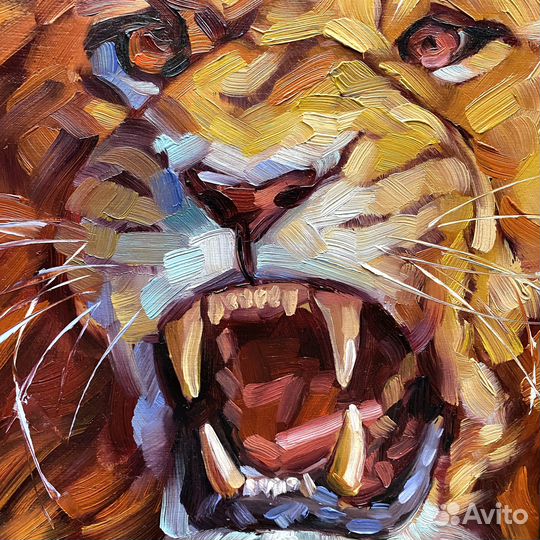 Картина маслом на холсте лев