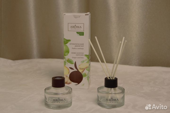 Коробка арбуз и флаконы от духов и аромадифузоров