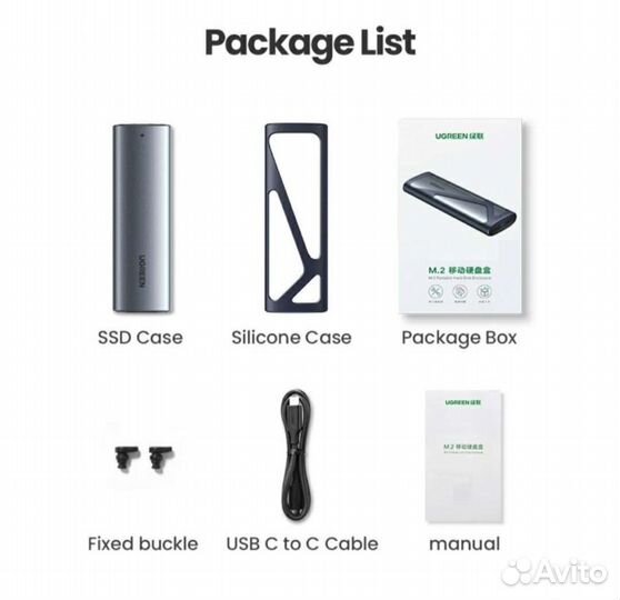 Внешний кейс для SSD UGreen M.2 nvme Новая версия