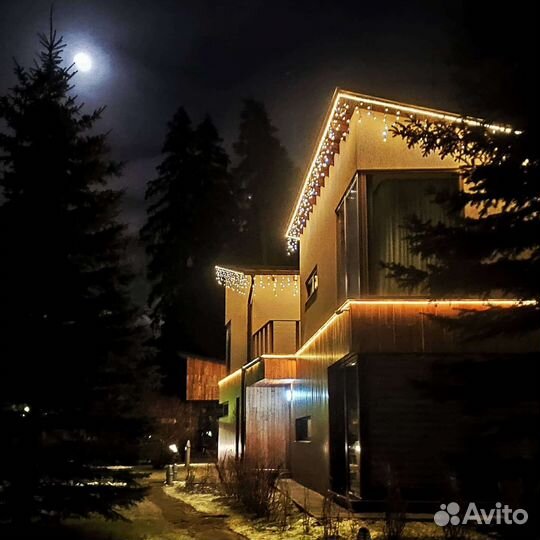 Украшение дома гирляндой/новогодняя подсветка дома