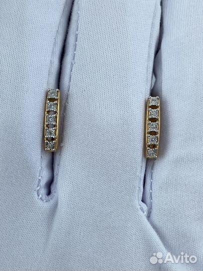 Золотые Серьги 585 пробы с бриллиантами. Рассрочка