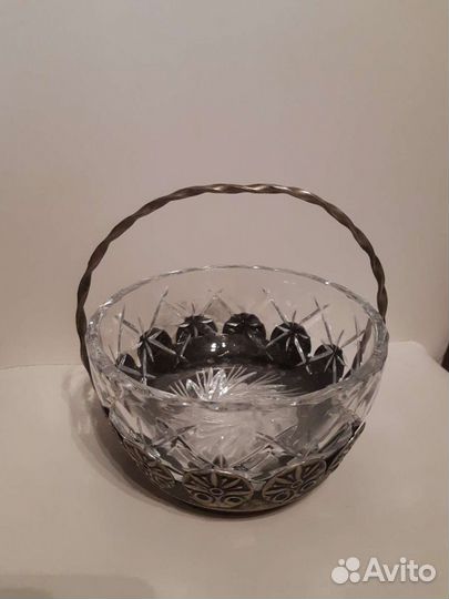 Хрустальная корзинка-конфетница