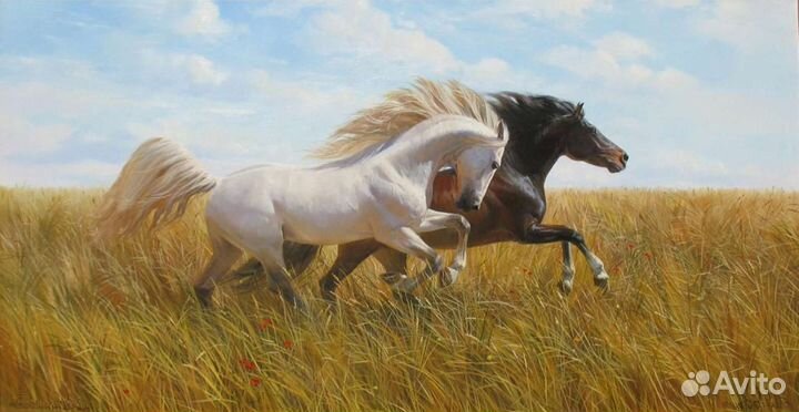 Картины маслом лошади разные шикарные большие