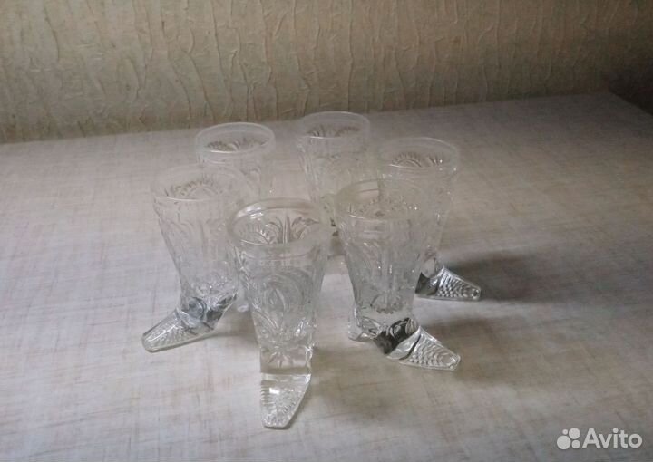 Хрустальные стопки сапожки СССР в коробке