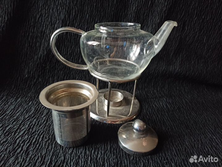 Винтаж чайник жаропрочное стекло с подогревом