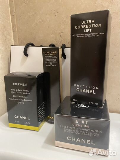 Тон chanel, тушь, крем и пилинг набором