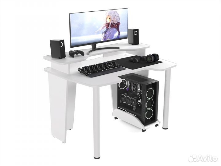 Игровой/геймерский компьютерный стол №8 белый