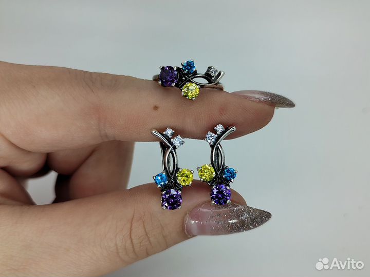 Набор цитрин, аметист, аквамарин, 16.5р