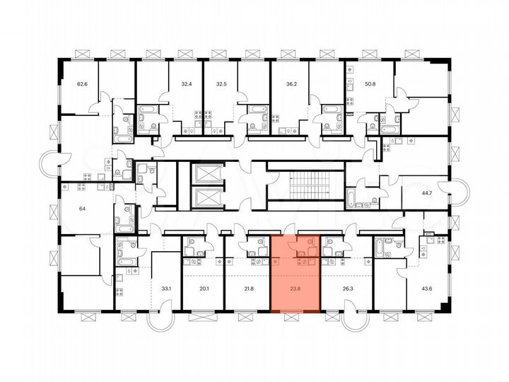 Квартира-студия, 23,8 м², 4/9 эт.