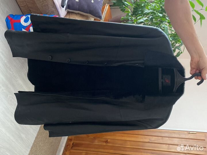 Зимнее кожаное мужское пальто размер 54