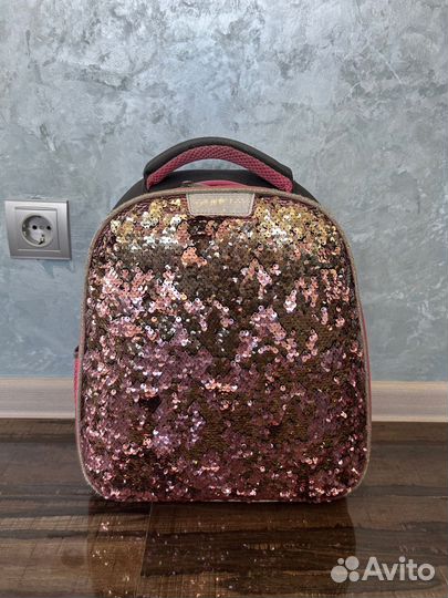 Рюкзак для девочки №1 School розовый с пайетками