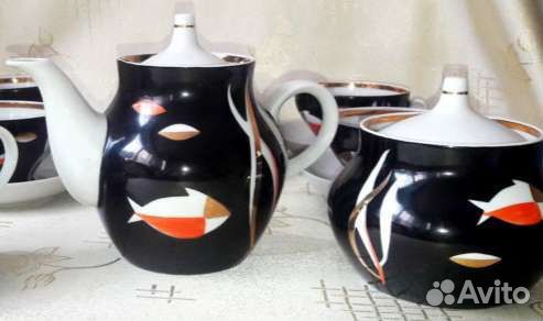 Винтажный сервиз Рыбки Аквариум Дулево