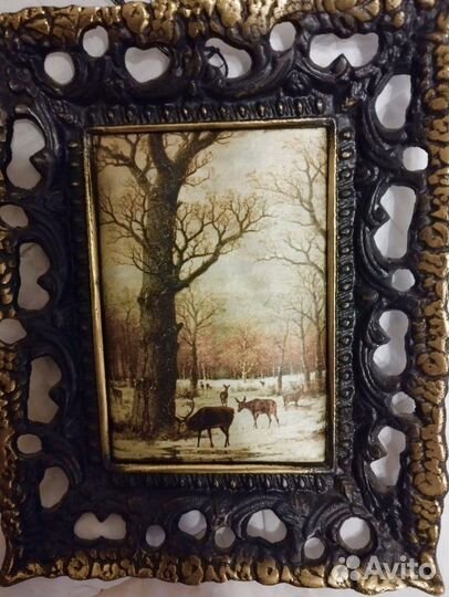 Картина Италия шелк в бонзе времён СССР