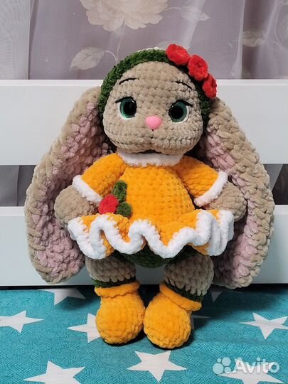 Мягкая игрушка амигуруми ручной работы. Зайка