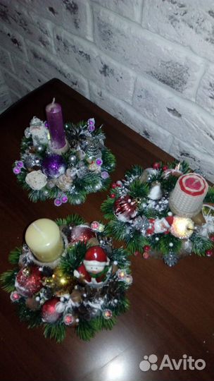 Подсвечник венок ручная работа подарок новый год