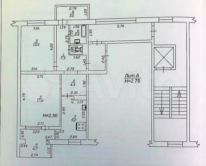 2-к. квартира, 66 м², 8/9 эт.