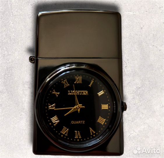 Подарочная газовая оникс (3) зажигалка с часами