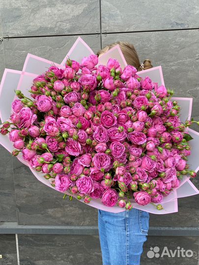 Роза кустовая пион 80 см премиум букет доставка