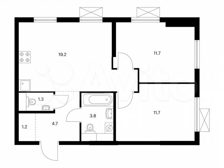 2-к. квартира, 53,6 м², 16/25 эт.