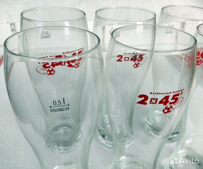 6 поллитровых бокалов для пива и др, стекло, новые