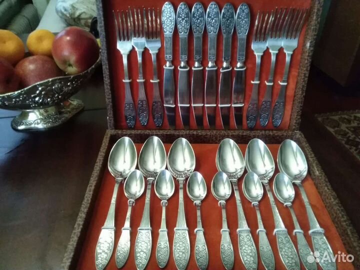 Мельхиоровый столовый набор СССР Ромашки. Винтаж