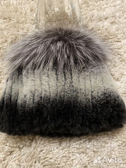 Шапка женская меховая вязаная