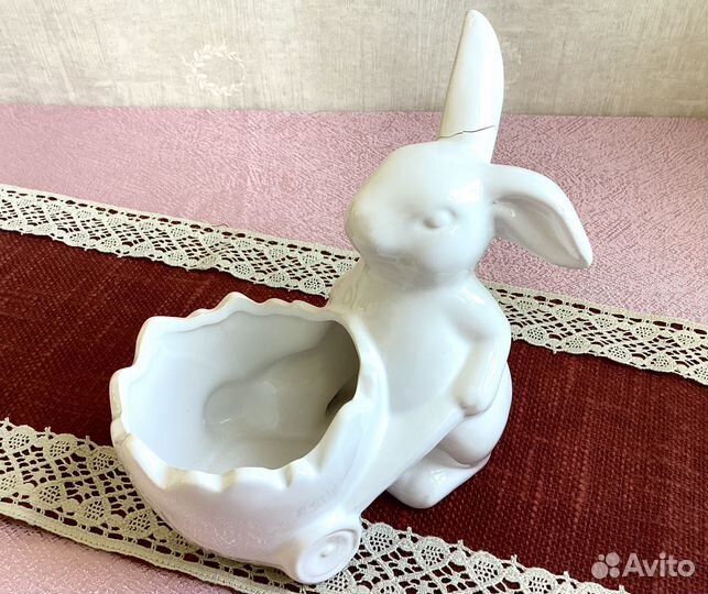 Винтажный немецкий заяц с тележкой фарфор фигурка