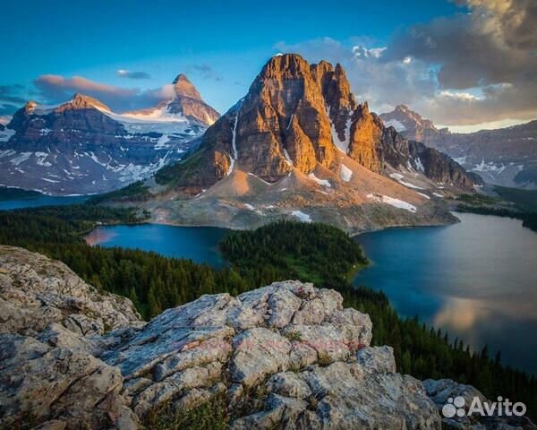 Алмазная мозаика 40x50 Прекрасный вод на горы с вы