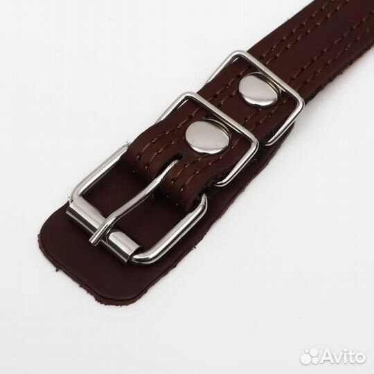 Ошейник кожаный тройной, с ручкой, 57 х 2.5 см, ош