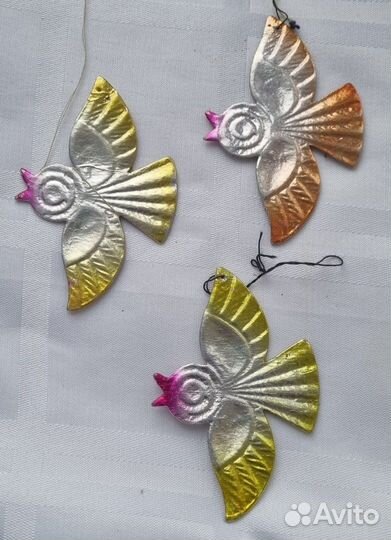 Елочные игрушки СССР. Картон. Птички. Картонаж