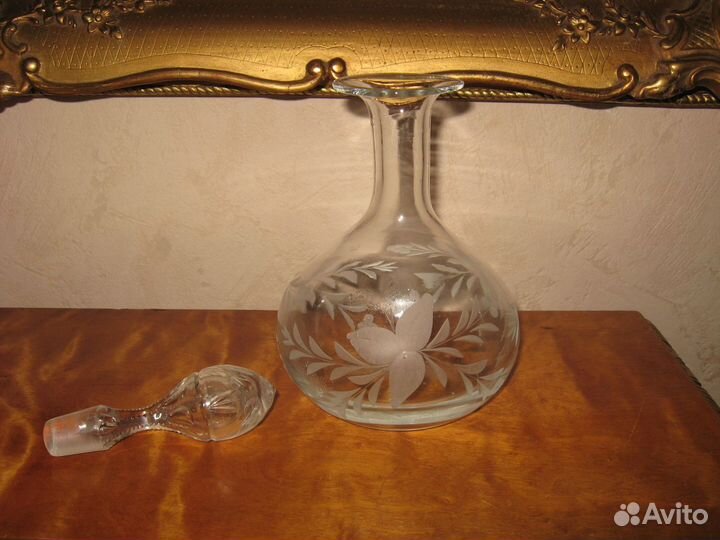 Антикварный графин ручная гравировка начало 20 век