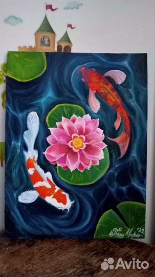 Гармонизирующая картина маслом Карпы Кои