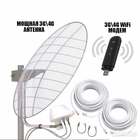 Комплект Интернета с WiFi и Мощной Mimo Антенной