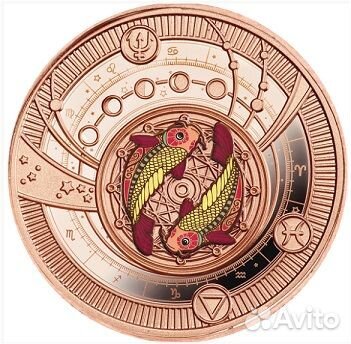 Монета медальон Рыбы Знаки Зодиака Камерун 2021 г