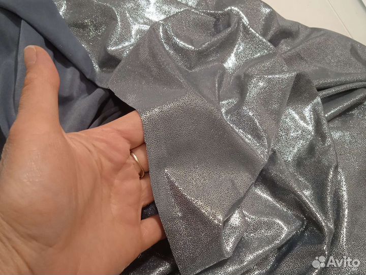 Ткань трикотаж с металлическим блеском отрез