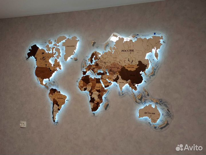 Премиум карта мира из дерева Нижний Новгород